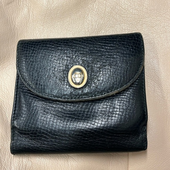 CHRISTIAN DIOR VINTAGE WALLET- black leather - Picture 1 of 8